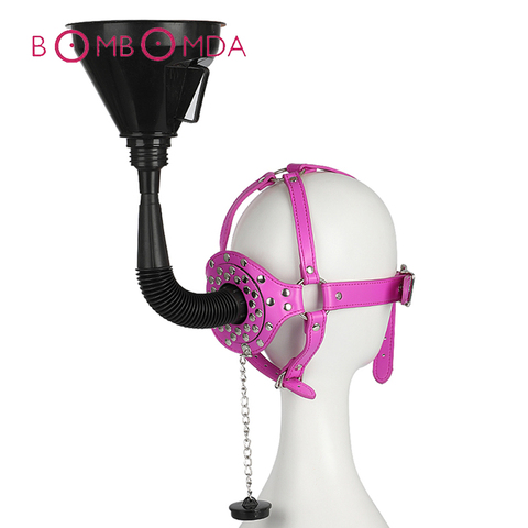 BDSM Bondage Sex Toys for Couples Funnel Strap Mouth Gag Leather Black Sex Toys For Women Oral Fixation Muzzle Ring Adult Games ► Photo 1/1