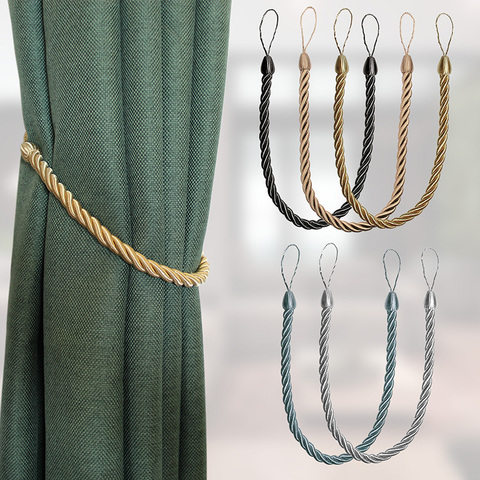 1Pc Handmade Weave Curtain Tieback Gold Curtain Holder Clip Buckle Rope Home Decorative Room Accessories Curtain Tie Backs ► Photo 1/6