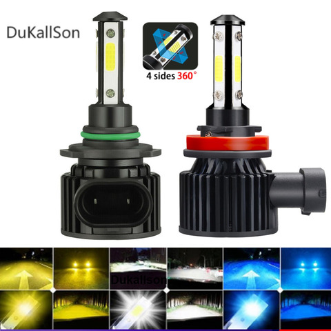 Mini H4 H7 LED Turbo Car Headlight Bulbs Canbus H1 H11 9005 9006 4side Chips 80W 16000LM 6000K 12V Auto Headlamp Light Bulbs ► Photo 1/6