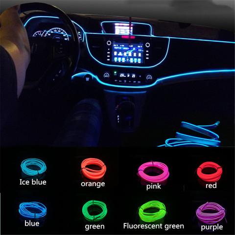 1m / 3m / 5m 12V car LED cold light flexible neon car light cold light line  decorative LED strip