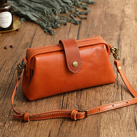 Top Quality Pure Cowhide Shoulder Bags Copper Buckle Messenger Bag Genuine Leather Fashion Ladies Crossbody Bags Female Bolsas ► Photo 1/6