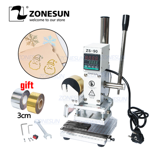 ZONESUN ZS-90 Hot Stamping Press Machine Manual Bronzing Embosser For PVC Card Leather Paper Wood press trainer Branding Iron ► Photo 1/6