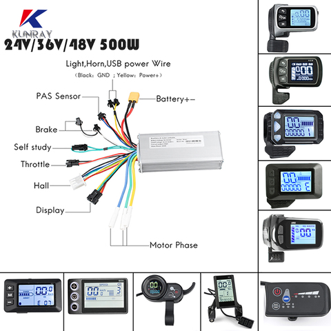 500W Ebike Display Bicycle Brushless Controller Kit 24V/36V /48V Scooter Motor Controller LCD Display With Ebike Conversion Kit ► Photo 1/6