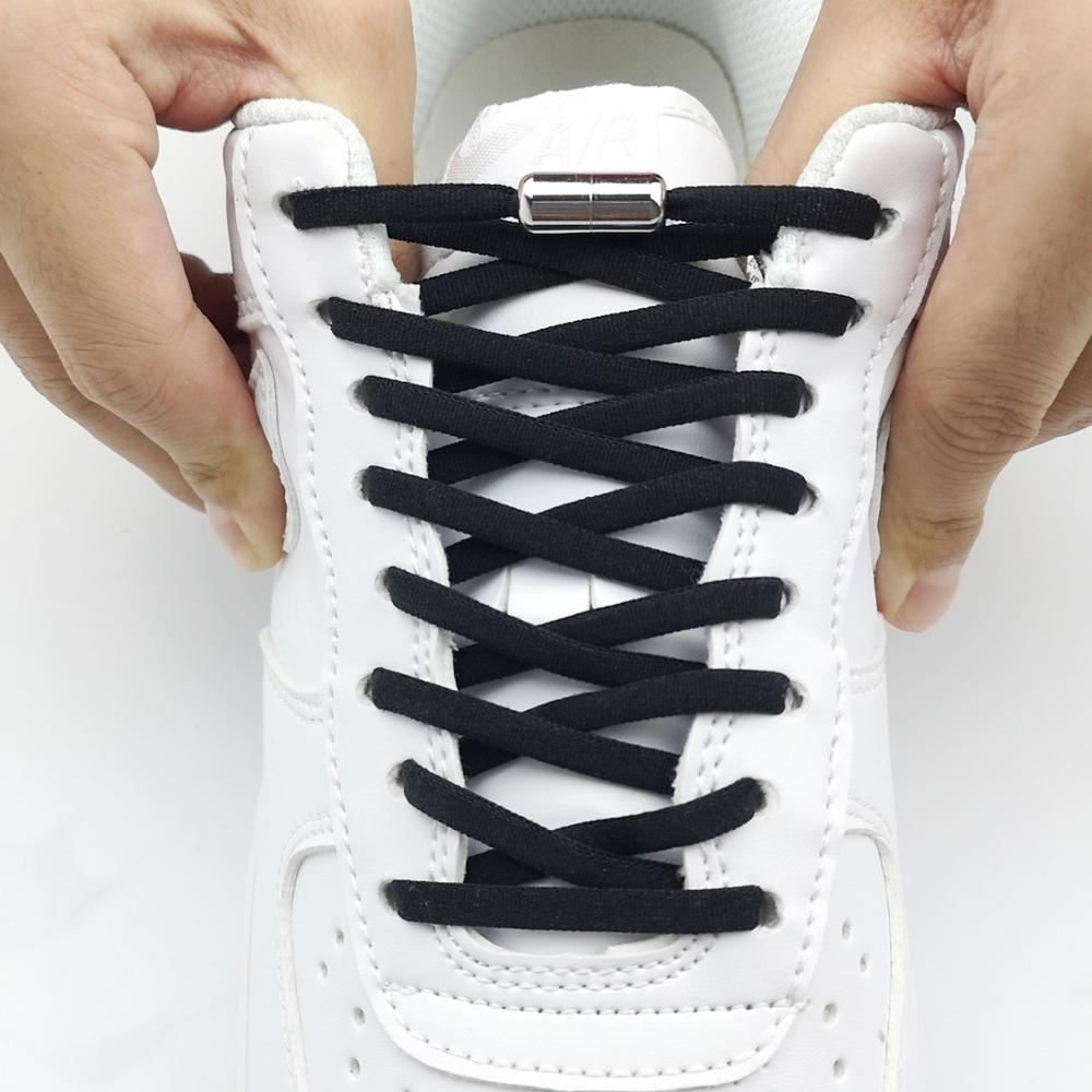 1Pair No tie Shoelaces Round Elastic Shoe Laces For Kids & Adult Sneakers Shoes