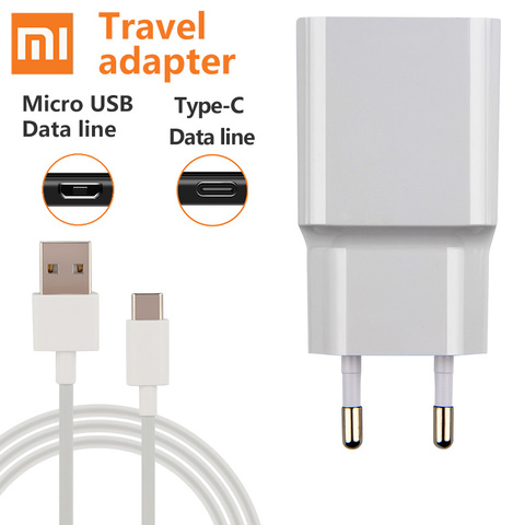 Original XIAOMI 5V/2A EU Travel Charger For Max 3 Mix 3 A3 Redmi Note 7 6 Note8 Mi 5 5S Mi9 Redmi 8 8A 6A Type-C Micro USB Cable ► Photo 1/6