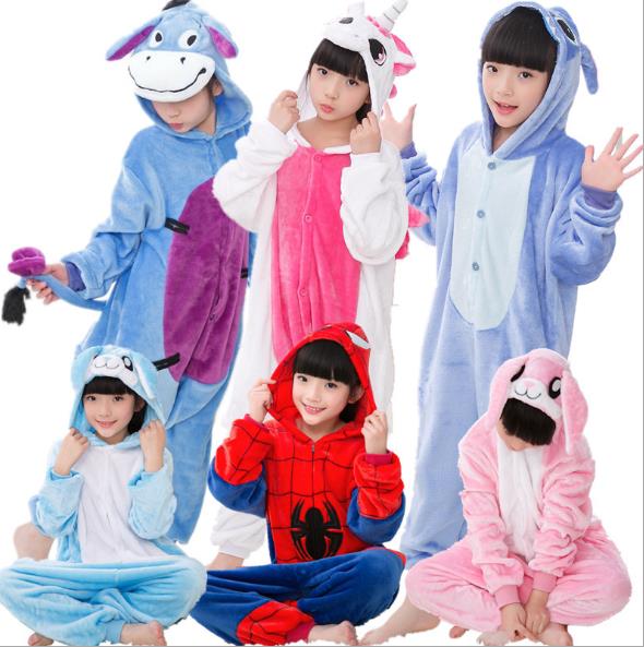 Baby Boys Girls Unicorn Panda Children pajamas set Flannel Stitch Animal Pajamas 