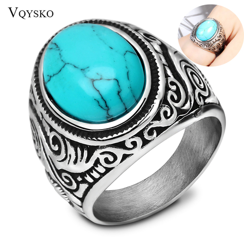 Wholesale Retro jewelry titanium steel inlaid black onyx ring men domineering  ring ► Photo 1/6