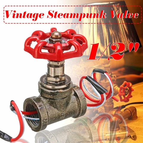 1PCS 1/2 Inch Stop Valve Light Vintage Steampunk Switch With Wire For Water Pipe Lamps Lamp Loft Style Iron Valve Vintage Lamp ► Photo 1/6
