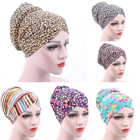 New Arrival Muslim Turban Chemotherapy Hat Back Disc The Head Cap Cotton Floral Print Inner Hijabs Bandage Headwear For Women ► Photo 1/6