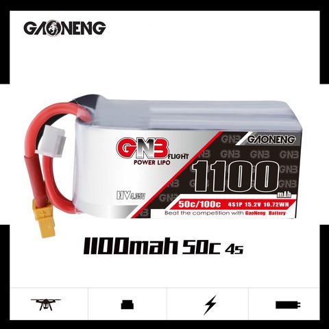 Gaoneng GNB 1100mAh 4S 15.2V 50C/100C LiHV Lipo Battery with XT30 Plug for FPV Racing Drone RC Quadcopter Helicopter RC Parts ► Photo 1/5