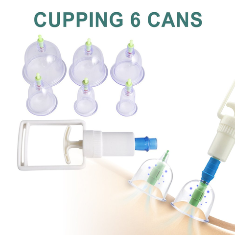 (6 Cups + 1 Suction Pump) Chinese Medical Vacuum Cans Cupping Cups Set Back Body Massage Therapy Kit anti-cellulite massager ► Photo 1/6