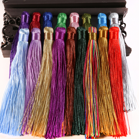 2Pcs 12cm Mixed Cotton Silk Tassels Earrings Charm Pendant Satin Tassels for DIY Jewelry Making Findings Materials ► Photo 1/6