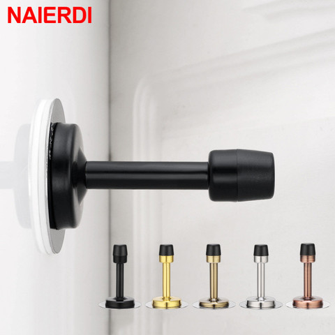 NAIERDI Rubber Wall Mounted Door Stopper Stainless Steel Door Stops Holder Catch Floor Fitting With Screws Bedroom Home Hardware ► Photo 1/1