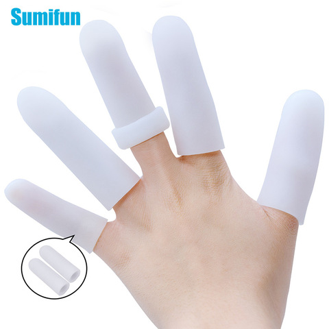2Pcs White Thick Finger Protector Silicone Gel Tubes Thumb Covers Toe Protection For Corn Blister Cracked Pain 2.3*6.7cm C1597 ► Photo 1/6