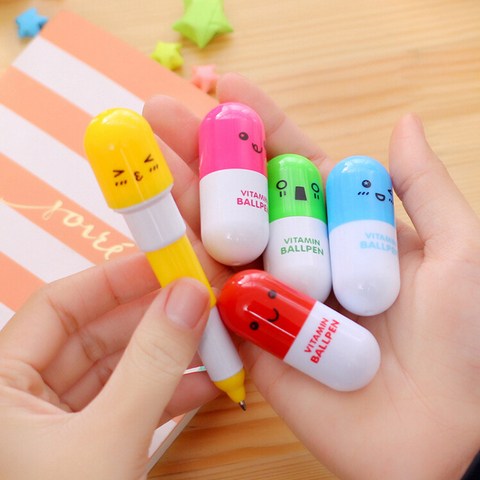 3X Creative Vitamin Smile Pill Design Stretch Ballpoint Pen School Ball Pen Kids Stationery ► Photo 1/6