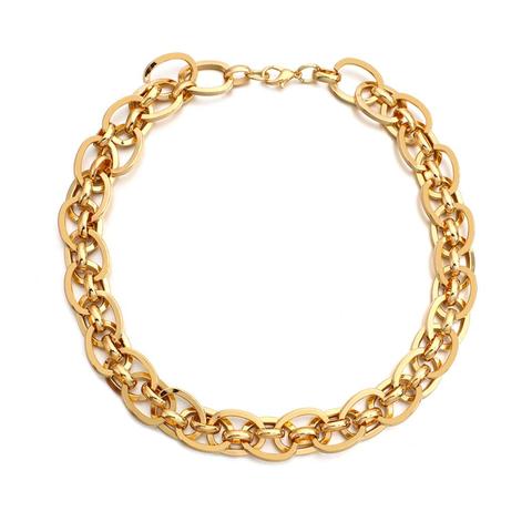 AENSOA Punk Thick Chain Necklace Neck Chains for Women Vintage Exaggerated Golden Chunky Hoop Metal Necklace 2022 Clavicle Gift ► Photo 1/6