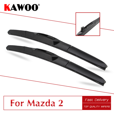 KAWOO For Mazda 2 Demio DY/DE/DJ Car Soft Rubber Clean The Windshield Wipers Blades Model Year From 2002 To 2017 Fit U Hook Arm ► Photo 1/6