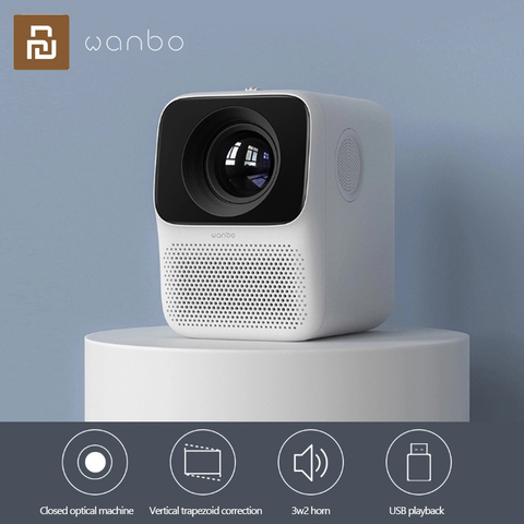 Xiaomi Wanbo LCD Projector T2 Free HDMI HD input 150 ANSI lumens Vertical Keystone Correction Portable Home Theater Projector ► Photo 1/6