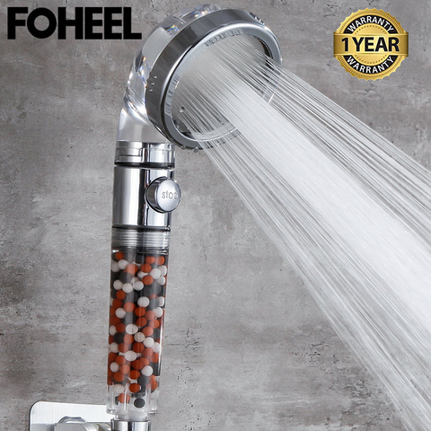 FOHEEL shower head hand shower adjustable 3 mode high pressure shower head water saving one button to stop water shower heads ► Photo 1/6