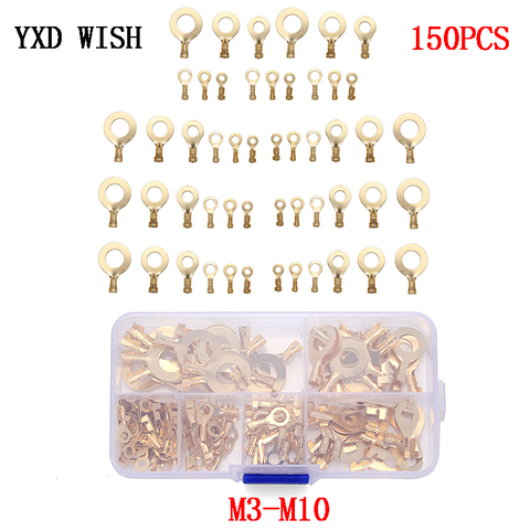 150PCS M3/M4/M5/M6/M8/M10 Ring Lugs Ring Eyes Copper Crimp Terminals Cable Lug Wire Connector Non-insulated Diy Assortment Kit ► Photo 1/4