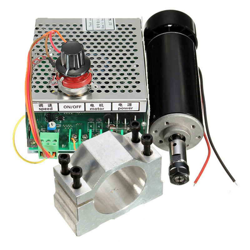 500w Air cooled spindle motor ER11 chuck 500W Spindle dc Motor&52mm clamps&Power Supply speed governor For CNC ► Photo 1/6