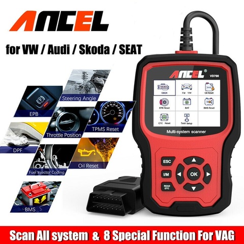 Ancel VD700 OBD2 Scanner Car Diagnostics Full System Individual Scan Airbag ABS Oil EPB Reset Diagnostic Automotive Scanner Tool ► Photo 1/6