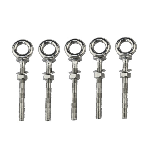 5PCS 316 Stainless Steel Machinery Lifting Eye Bolt With Shoulder Nut M6 M8 M10 Heavy Rigging Hardware Long Shank Eye Bolts ► Photo 1/6