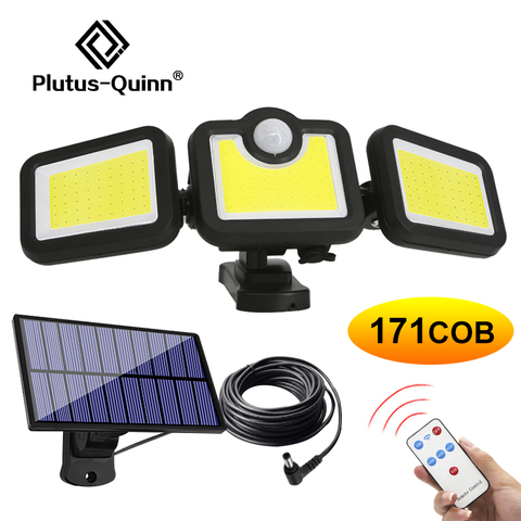 171 COB Solar LED Light Outdoor 3 Head Motion Sensor 270 Wide Angle Illumination Waterproof Lights Wall lamp for Garden Garage ► Photo 1/6