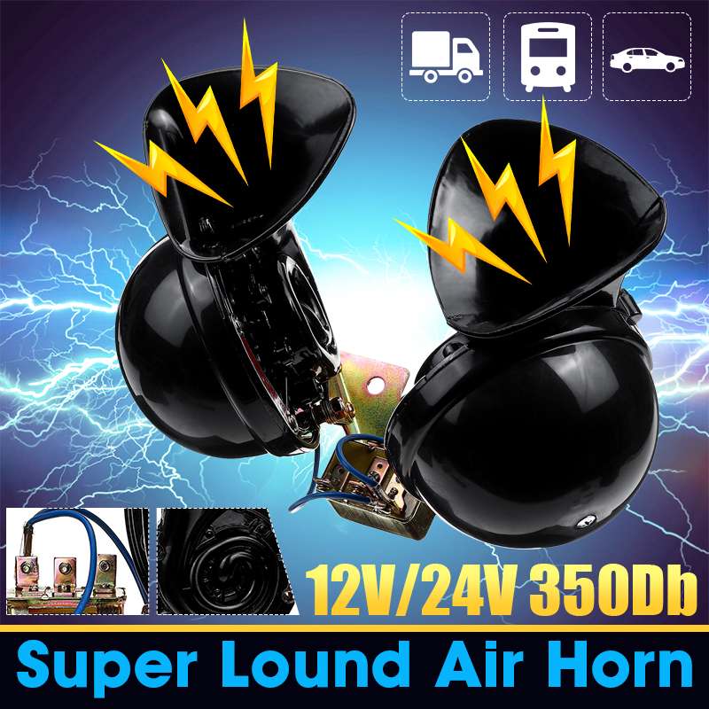 1 Pair DC 12/24V 350dB Universal Waterproof Snail Air Horn Sound Extremly Loud for Truck Pickup Motorbike Boat Cars Accessories ► Photo 1/6