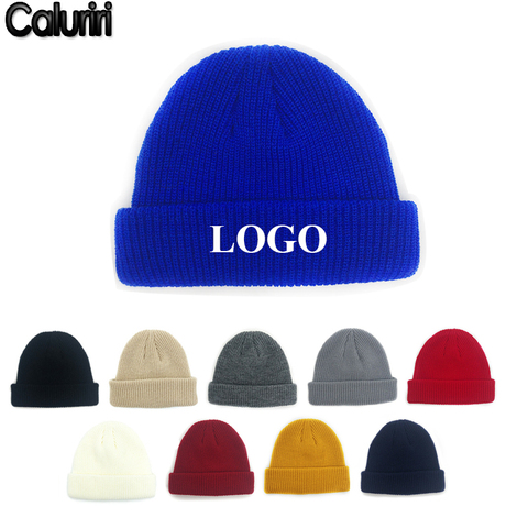 Winter Men's Cap Team Custom Logo Cap Solid Color Landlord Woolen Beanie Unisex Knitted Hat Women's Hats Winter ZZ-259 ► Photo 1/6