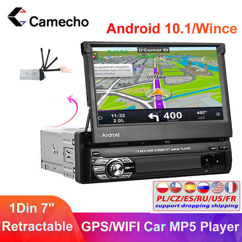 1 Din Android 10 Car Radio Autoradio 7 Retractable Touch Screen