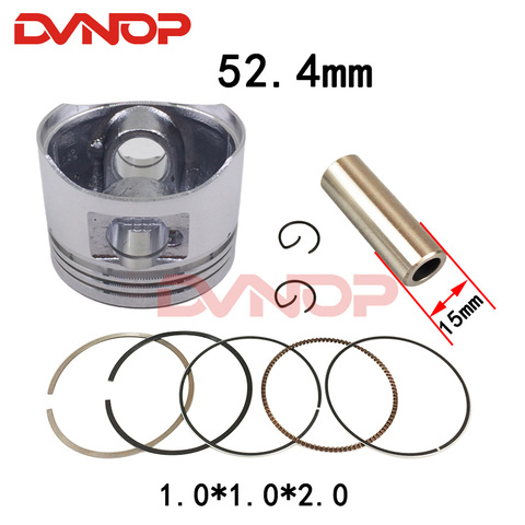 High Quality Motorcycle 52.4mm Piston 15mm Pin Ring Set For GY6-125 152QMI Moped Scooter Dirt Bike TaoTao ► Photo 1/5