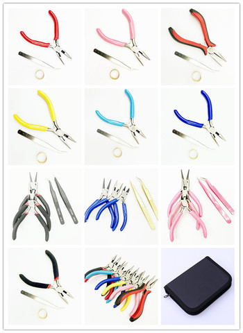 Mini Jewelry PLIERS SET DIY Necklace Making and Maintenance Tools, with Tweezers, Ring, Black Kit ► Photo 1/6