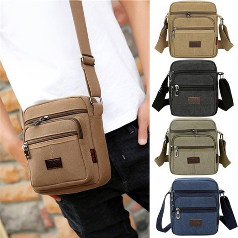 Retro Travel men's Shoulder Bag Flip Solid Color Casual Messenger Canvas Fashion Zipper Multifunctional men's Shoulder Bag ► Photo 1/6