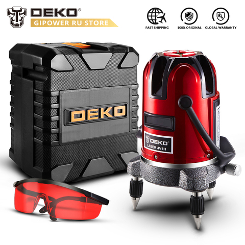 DEKO LL57/58 Red Vertical Horizontal Laser Lines 5 Lines 6 Points Laser Level Self Leveling 360 Degrees Indoor/Outdoor Receiver ► Photo 1/6