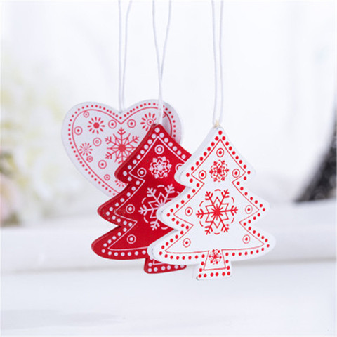 2022 Happy New Year 5/10pcs 5cm Natural Wood Christmas Tree Ornaments Pendants Hanging Gifts Xmas Noel Navidad Home Decoration ► Photo 1/6