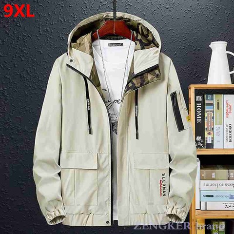 Jacket men's spring autumn clothing tops trend men's hooded plus size spring new men's sports casual jacket 8XL 9XL ► Photo 1/6