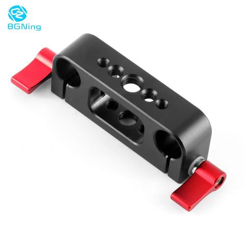 15mm Rod Rig Clamp Double Holes 1/4 3/8 Thread Telephoto Lens Holder Support Rail Photography System For DSLR Camera Cage ► Photo 1/6