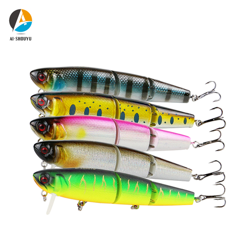 AI-SHOUYU 2PCS New 3 segment Minnow Fishing Lure 110mm/20g Lifelike Topwater Wobbler Fishing Lure For Sea Minnow Bass Pike ► Photo 1/6