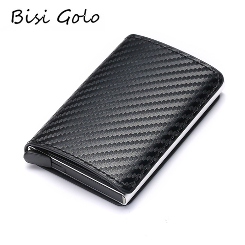 BISI GORO 2022 Fashion Credit Card Holder Carbon Fiber Card Holder Aluminum Slim Short Card Holder RFID Blocking Card Wallet ► Photo 1/6