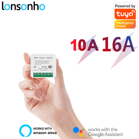 Lonsonho WiFi Smart Switch Relay 10A/16A Tuya Smart Life Wireless Remote Control Switch Module 1 Gang 2 Way Alexa Google Home ► Photo 1/6