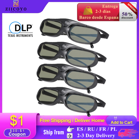 4PC 3D Active Shutter Glasses DLP-LINK 3D glasses for Xgimi Z4X/H1/Z5 Optoma Sharp LG Acer H5360 Jmgo BenQ Coolux Projectors ► Photo 1/6