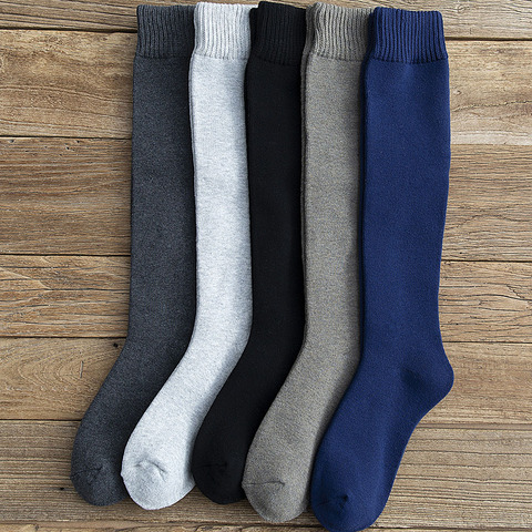 Winter Men's New High-Grade Thick Warm Solid Color Wool Material Fashion Casual Calf Long Socks 3 Pair ► Photo 1/6