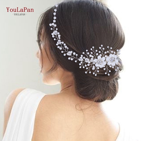 YouLaPan HP295 Flower Headwear Wedding Headband for Bride Crystal Pearls Women Tiara Bridal Headpieces Hair Jewelry Accessories ► Photo 1/6