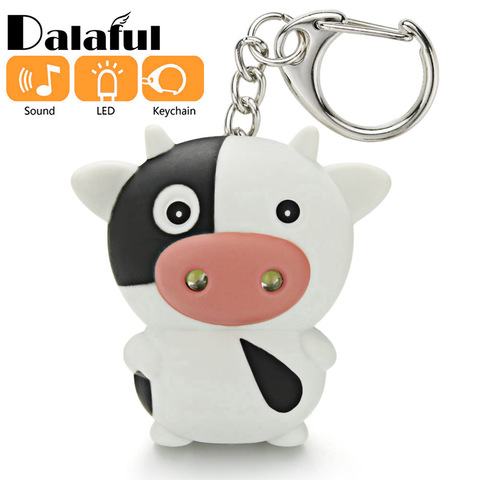 Cute LED Cow Cattle Keychain with Sound Flashlight Mini Fun Toys for Kids Animal Keyring Children Gift Key Chain K390 ► Photo 1/6