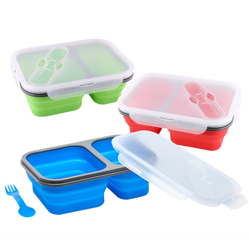 Silicone Folding Food Lunch Boxes Portable Bowl Bento Picnic Collapsible Storage 