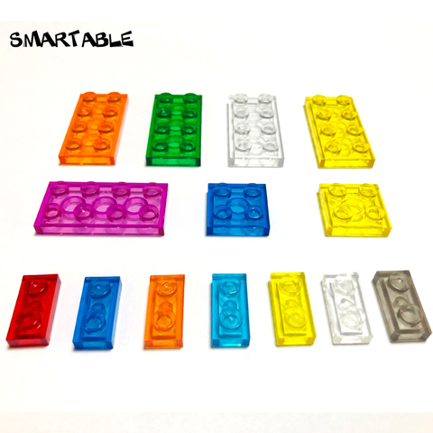 Smartable Plate 1x2 2x2 2x3 2x4 Transparent Building Block Part Toy For Kid Compatible Major Brands 3023/3022/3021/3020 100g/Lot ► Photo 1/6