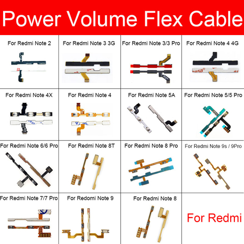 Power&Volume Button Flex Cable For Xiaomi Redmi MI Note 2 3 3g 4 4X 4g 5 5A 6 7 7S 8 8T 9 9s Pro Audio Control&Power Flex Ribbon ► Photo 1/6