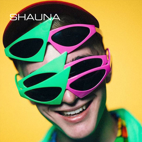 SHAUNA Fashion Christmas Triangle Oval Green Rose Contrast Color Roy Purdy Sunglasses Stage Hip Hop Party Glasses UV400 ► Photo 1/6