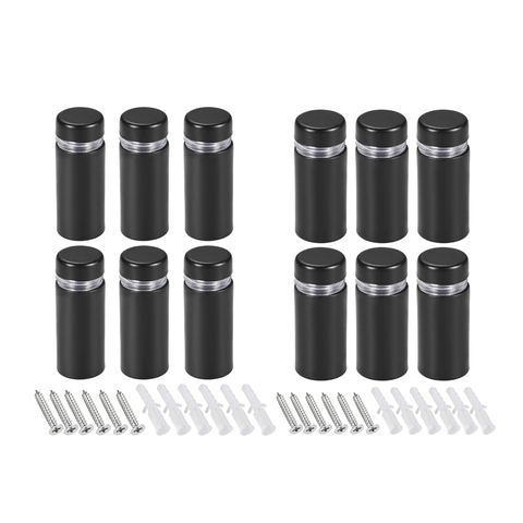 uxcell 4/6/8pcs Glass Standoff Mount Wall Standoff Holder Advertising Nails 12mm 16mm 19mm 25mm Dia Black with Screws ► Photo 1/1